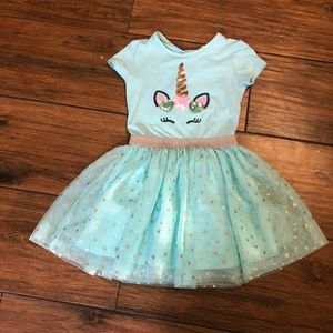 Btween teal dress, unicorn ,Size 3t